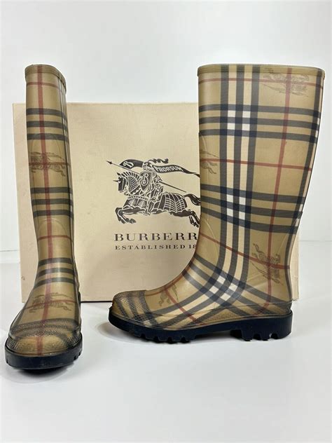 burberry haymarket rain boots|authentic burberry rain boots.